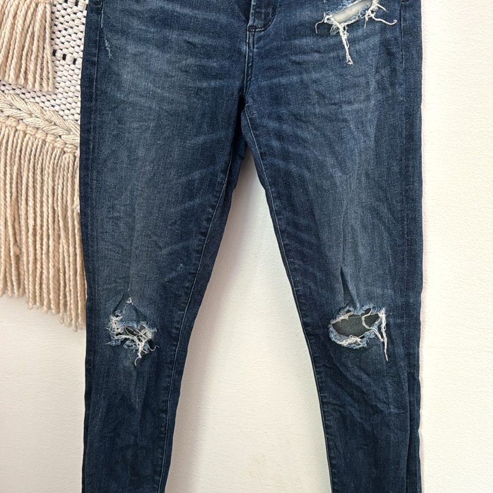 AGOLDE Dark Wash Distressed Skinny Jeans - Picture 4 of 13
